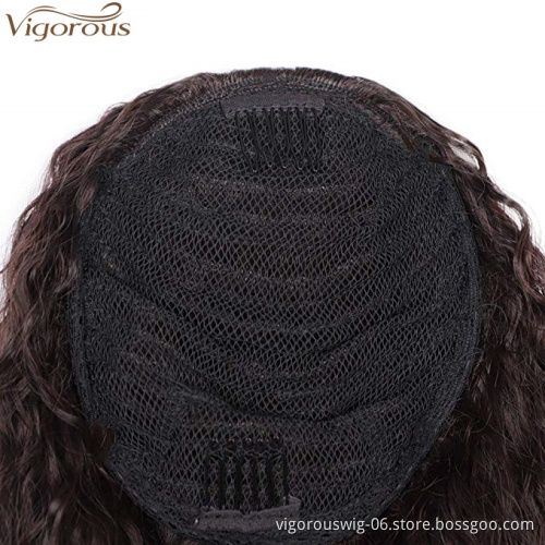 Vigorous 22" Long Curly Wavy Ponytail Extension Synthetic Clip in Drawstring Ponytail Extension Natural Ponytail Hairpiece